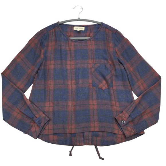 cloth & stone Tops - Cloth & Stone Plaid Flannel Lace Up top, XS